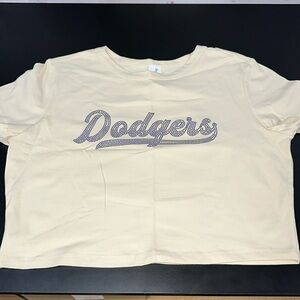 Beige dodgers crop top